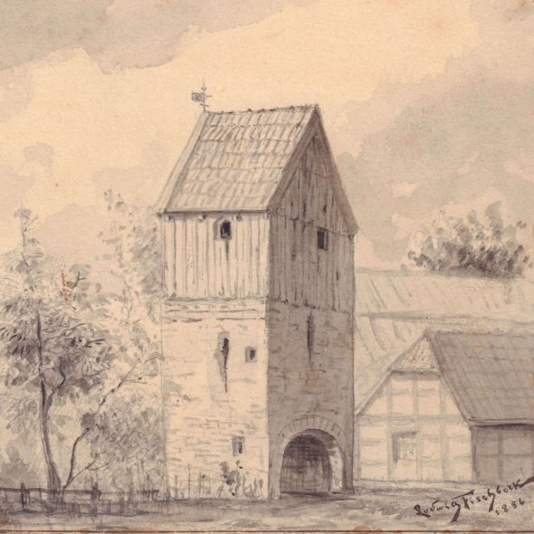 Das Bild zeigt das Wahrzeichen Wardenburgs: Den Glockenturm 