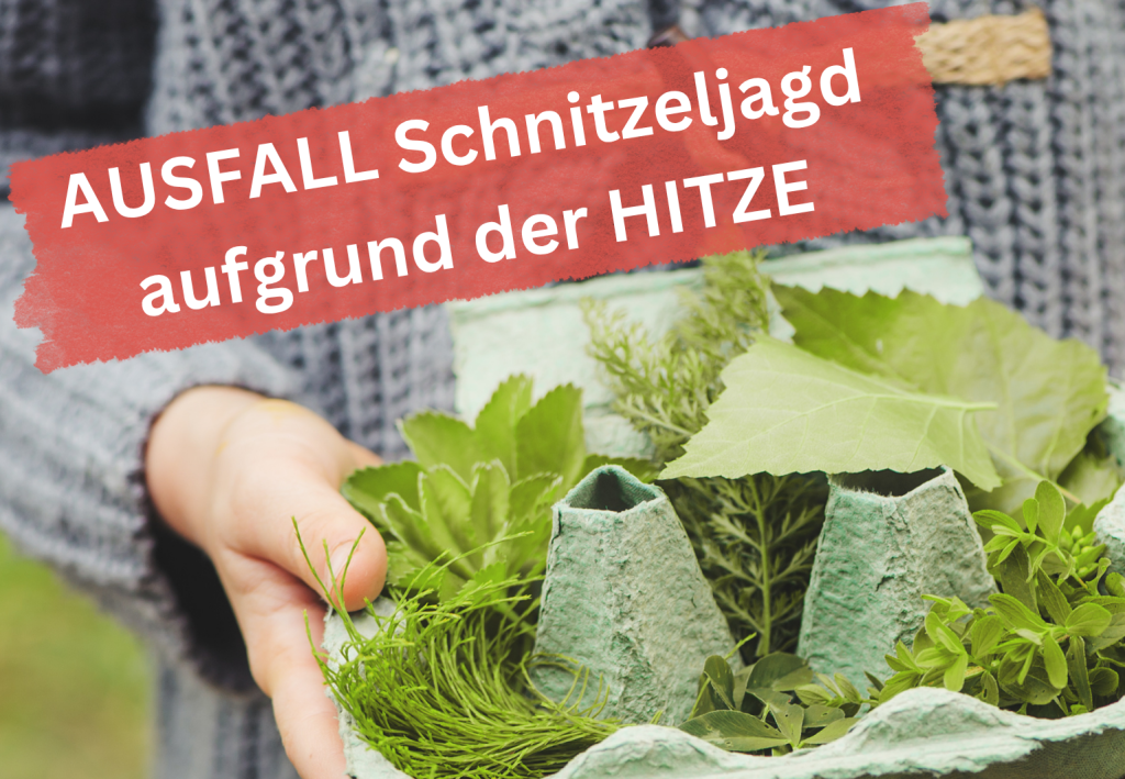 Hinweis auf Ausfall der Schnitzeljagd aufgrund der Hitze mit Symbolbild